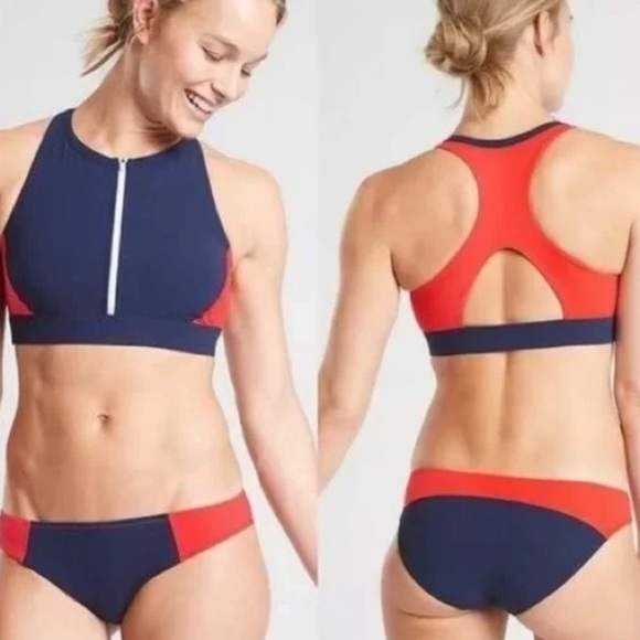 Athleta Colorblock Zip Front Bikini Top - Picture 1 of 9